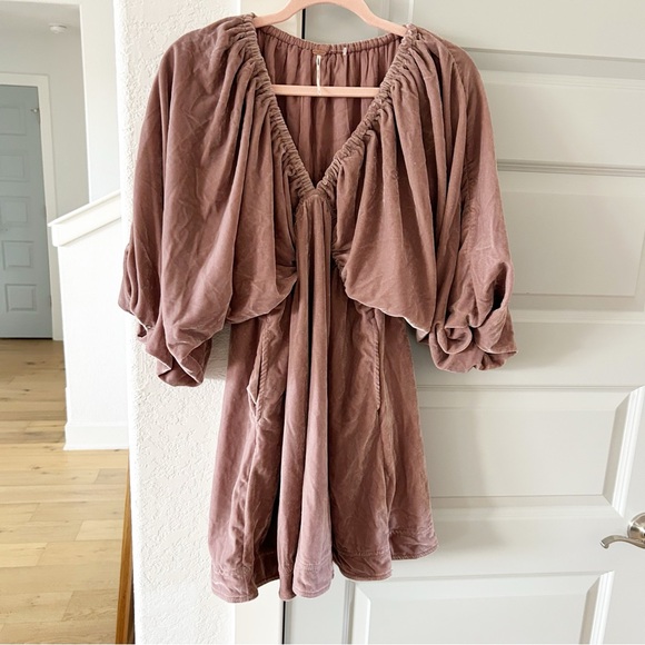 New Free People Portia Velvet Mini Dress Pink - Picture 4 of 6